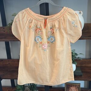 Embroidered Peach Blouse